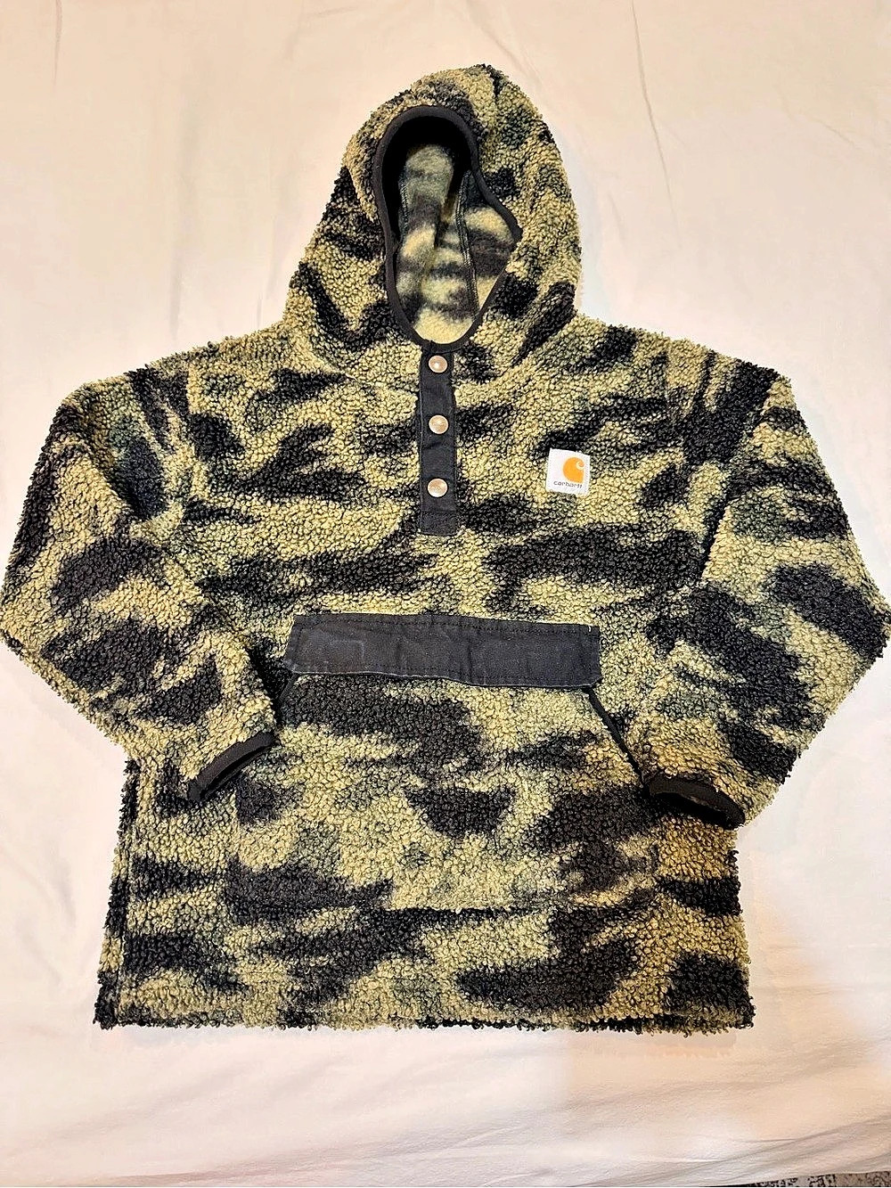Carhartt Sherpa Fleece Pullover Hoodie Camo Green & Black